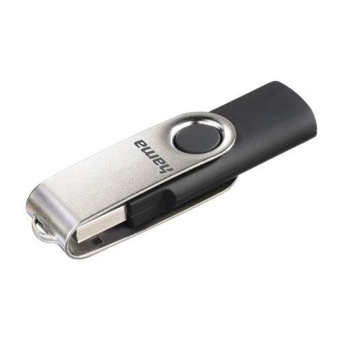 Hama Rotate 16GB USB Flash Drive, Rotating Cap, Black Silver